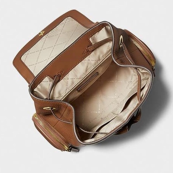 Michael Kors Jet Set Medium Pebbled Leather Backpack - Brown / Tan / “Luggage” - Picture 3 of 4